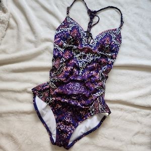 Athleta Pink and Purple One Piece Swimsuit